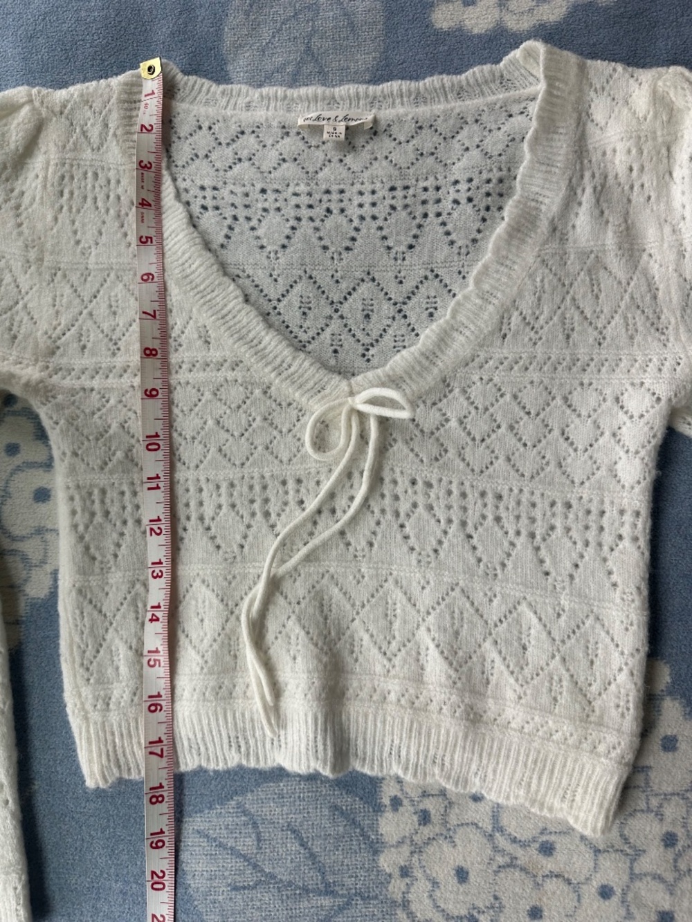 For Love and Lemons | Coastal Cowgirl White Crochet Cardigan - Small - Picture 7 of 8